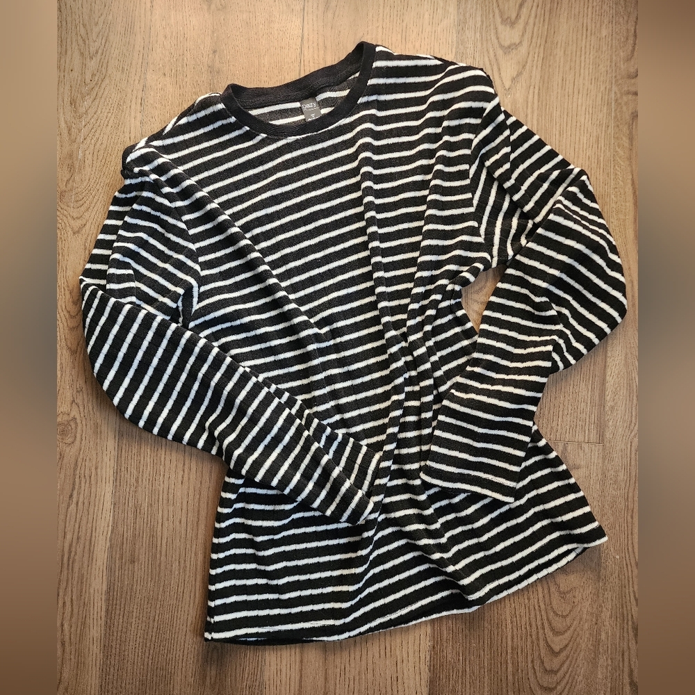 Black and White Striped Cold Weather Shirt